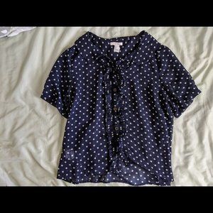 Blue Sheer Button Up Top